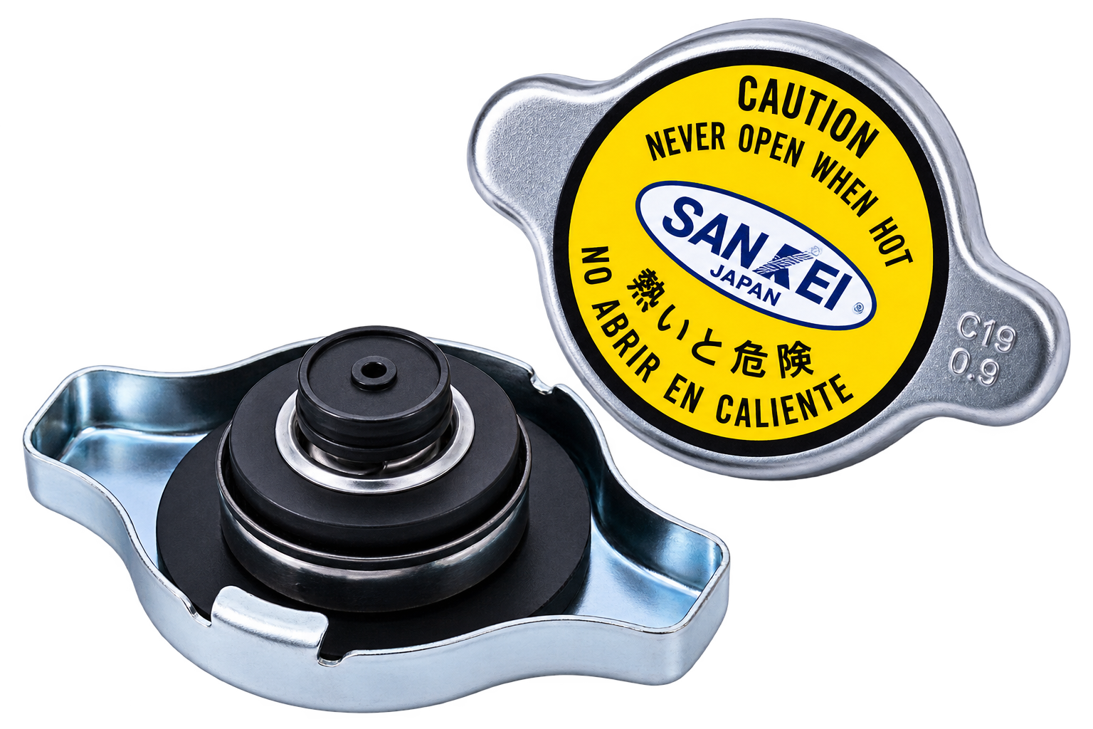 Radiator Cap Components with Warning Label